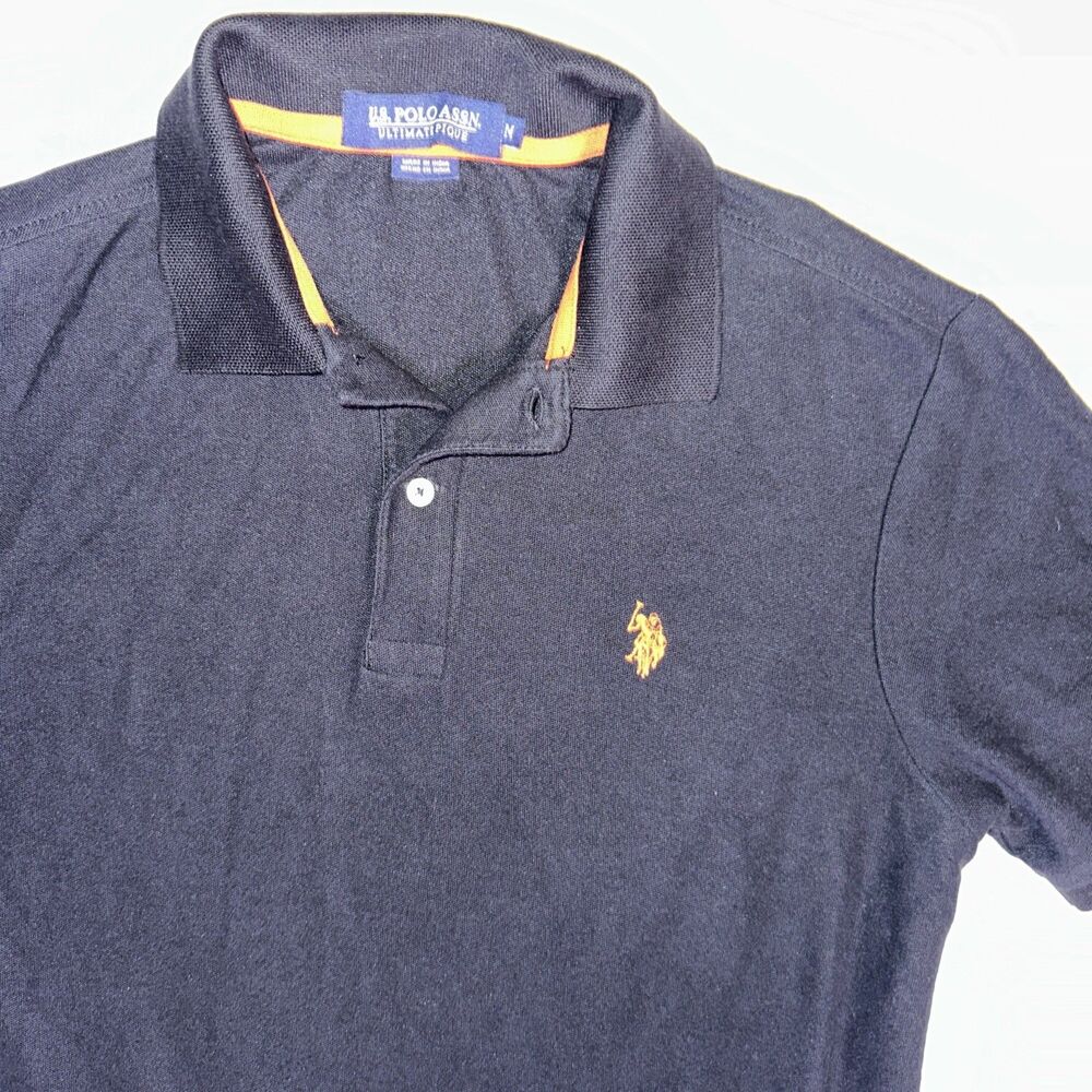 U.S. Polo Assn. Men's Ultimate Pique Black Polo Shirt size medium